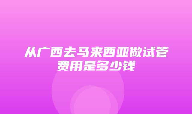 从广西去马来西亚做试管费用是多少钱