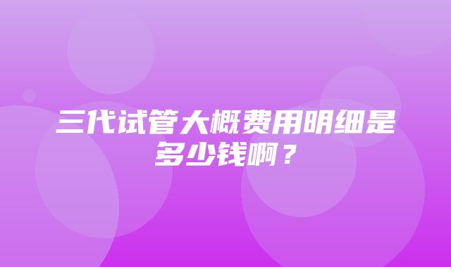 三代试管大概费用明细是多少钱啊？