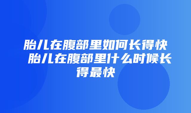 胎儿在腹部里如何长得快 胎儿在腹部里什么时候长得最快