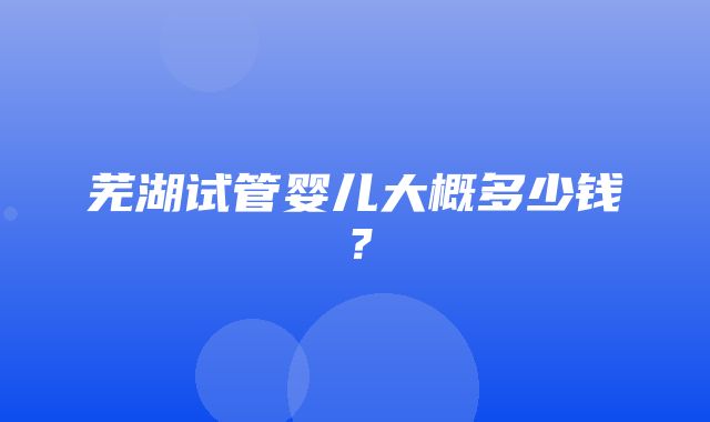 芜湖试管婴儿大概多少钱？