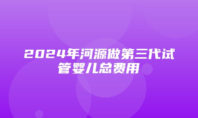 2024年河源做第三代试管婴儿总费用