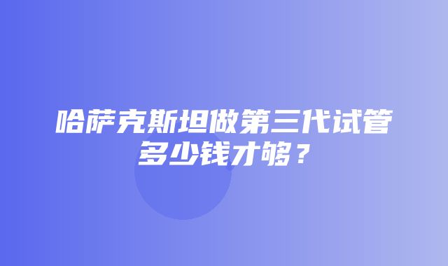 哈萨克斯坦做第三代试管多少钱才够？