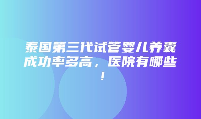 泰国第三代试管婴儿养囊成功率多高，医院有哪些！