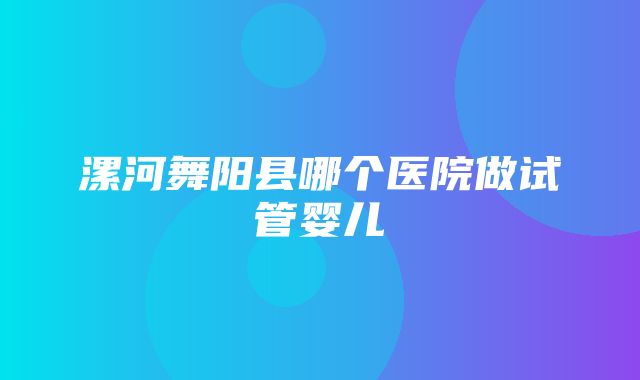 漯河舞阳县哪个医院做试管婴儿