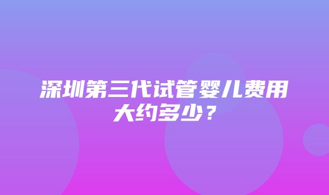 深圳第三代试管婴儿费用大约多少？