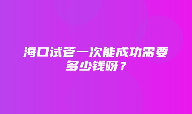 海口试管一次能成功需要多少钱呀？