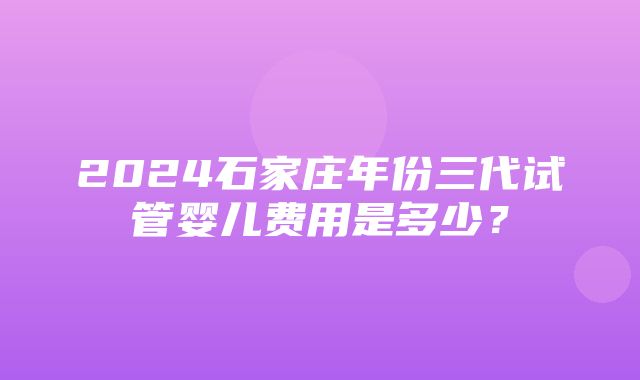 2024石家庄年份三代试管婴儿费用是多少？