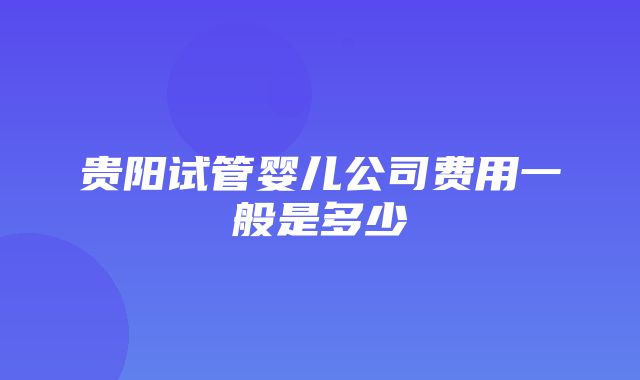 贵阳试管婴儿公司费用一般是多少