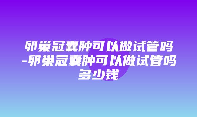 卵巢冠囊肿可以做试管吗-卵巢冠囊肿可以做试管吗多少钱