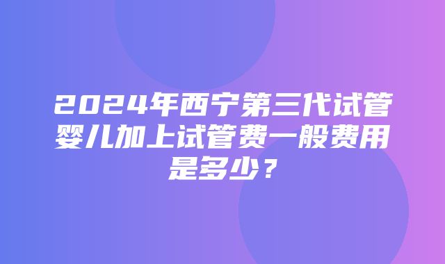 2024年西宁第三代试管婴儿加上试管费一般费用是多少？