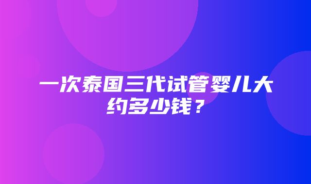 一次泰国三代试管婴儿大约多少钱？