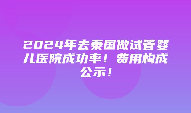 2024年去泰国做试管婴儿医院成功率！费用构成公示！