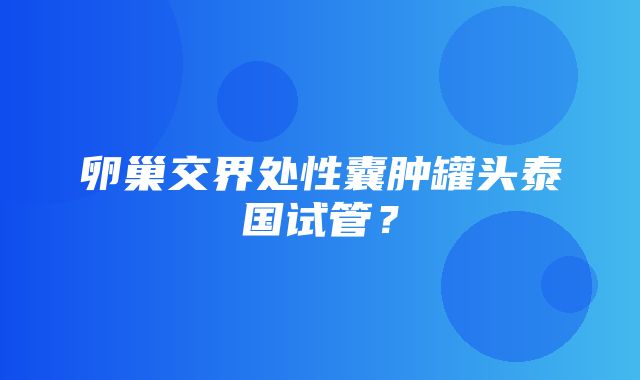 卵巢交界处性囊肿罐头泰国试管？