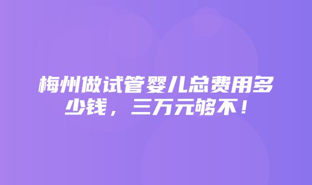 梅州做试管婴儿总费用多少钱，三万元够不！