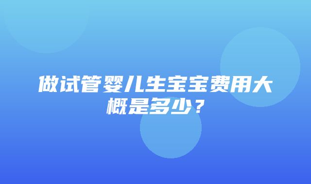 做试管婴儿生宝宝费用大概是多少？