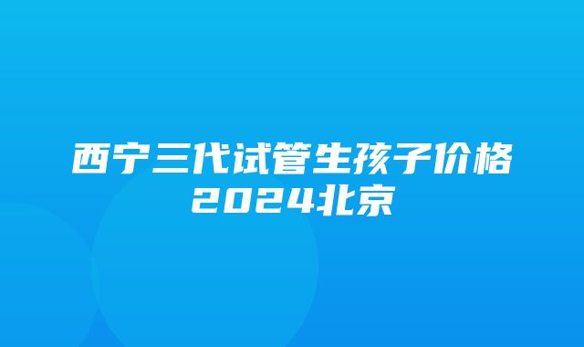 西宁三代试管生孩子价格2024北京