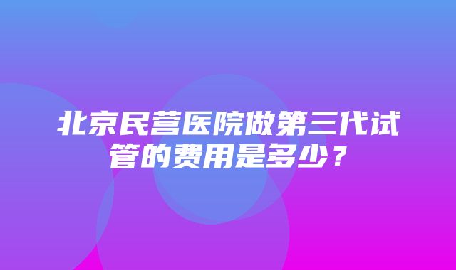 北京民营医院做第三代试管的费用是多少？