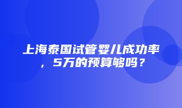 上海泰国试管婴儿成功率，5万的预算够吗？