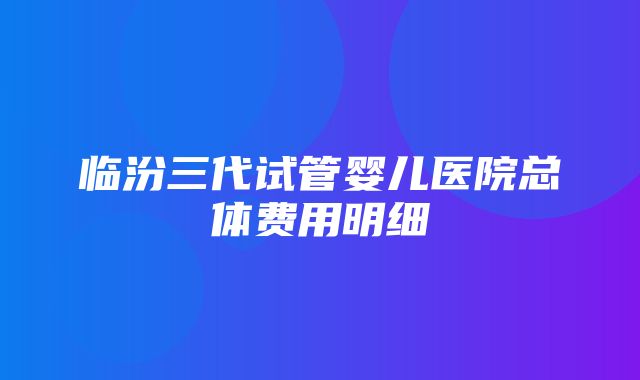 临汾三代试管婴儿医院总体费用明细