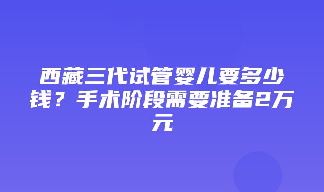 西藏三代试管婴儿要多少钱？手术阶段需要准备2万元