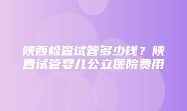 陕西检查试管多少钱？陕西试管婴儿公立医院费用