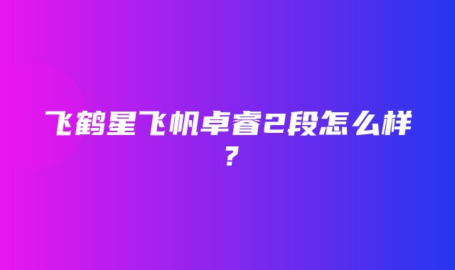 飞鹤星飞帆卓睿2段怎么样？