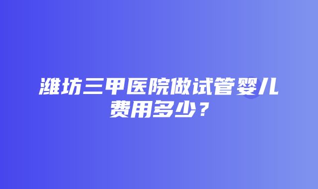 潍坊三甲医院做试管婴儿费用多少？