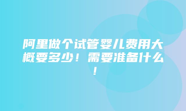 阿里做个试管婴儿费用大概要多少！需要准备什么！