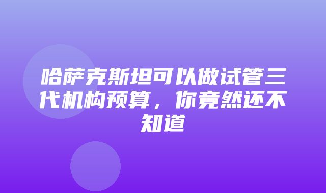 哈萨克斯坦可以做试管三代机构预算，你竟然还不知道