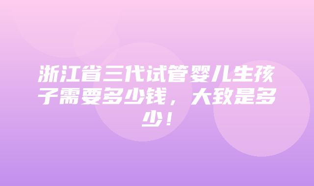 浙江省三代试管婴儿生孩子需要多少钱，大致是多少！