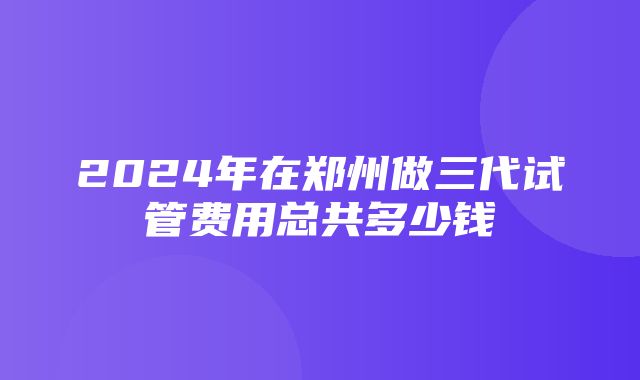 2024年在郑州做三代试管费用总共多少钱