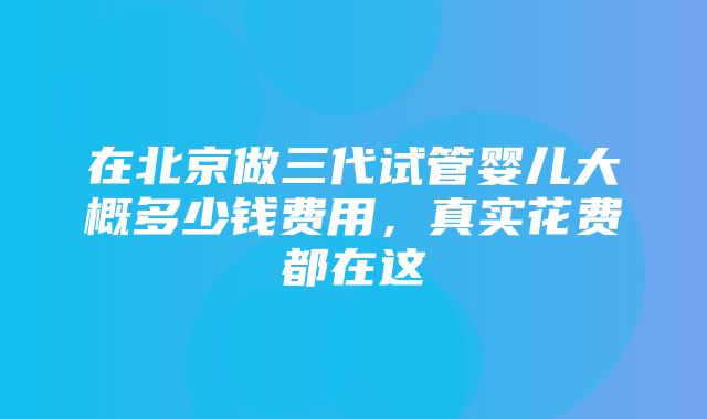 在北京做三代试管婴儿大概多少钱费用，真实花费都在这