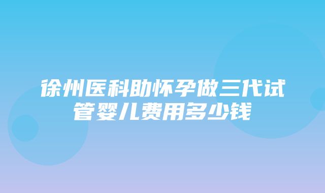 徐州医科助怀孕做三代试管婴儿费用多少钱