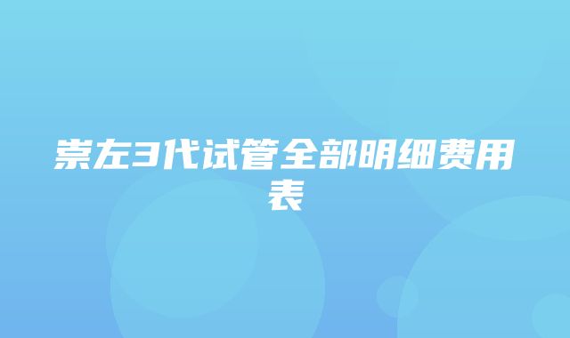 崇左3代试管全部明细费用表