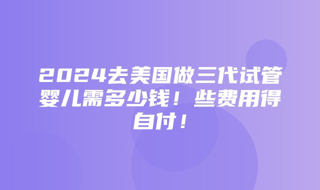 2024去美国做三代试管婴儿需多少钱！些费用得自付！