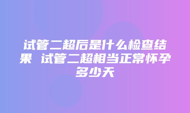 试管二超后是什么检查结果 试管二超相当正常怀孕多少天