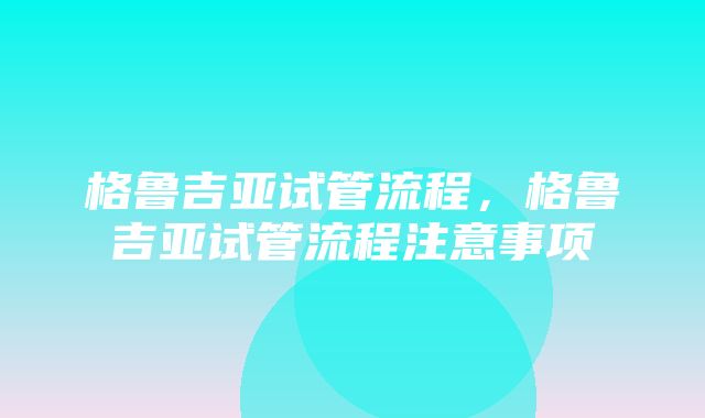 格鲁吉亚试管流程，格鲁吉亚试管流程注意事项