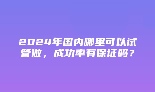 2024年国内哪里可以试管做，成功率有保证吗？