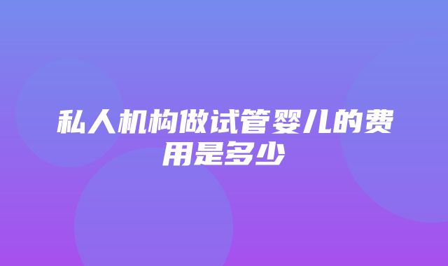 私人机构做试管婴儿的费用是多少