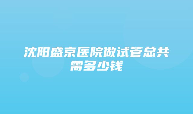 沈阳盛京医院做试管总共需多少钱