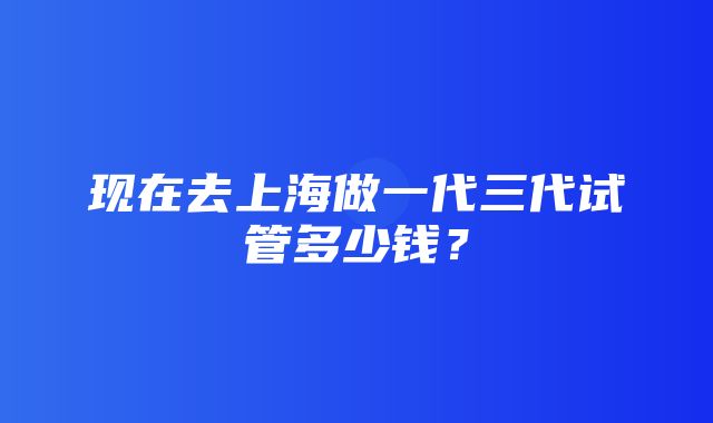 现在去上海做一代三代试管多少钱？