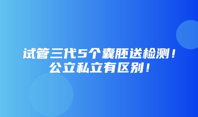 试管三代5个囊胚送检测！公立私立有区别！