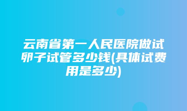 云南省第一人民医院做试卵子试管多少钱(具体试费用是多少)