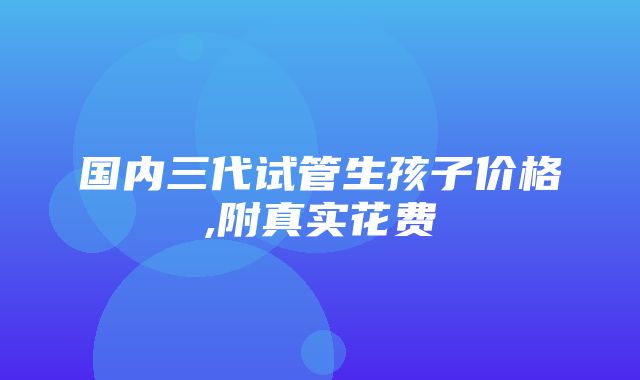 国内三代试管生孩子价格,附真实花费