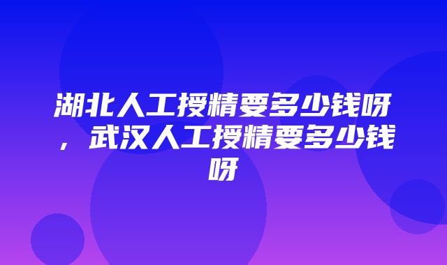 湖北人工授精要多少钱呀，武汉人工授精要多少钱呀