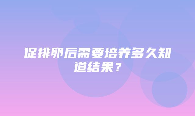 促排卵后需要培养多久知道结果？