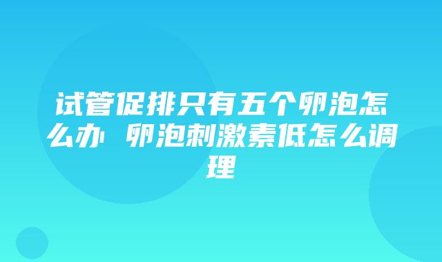 试管促排只有五个卵泡怎么办 卵泡刺激素低怎么调理