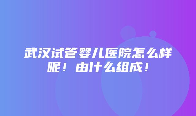 武汉试管婴儿医院怎么样呢！由什么组成！