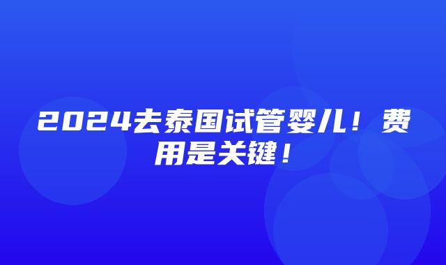 2024去泰国试管婴儿！费用是关键！