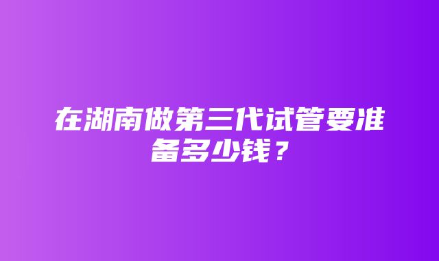 在湖南做第三代试管要准备多少钱？